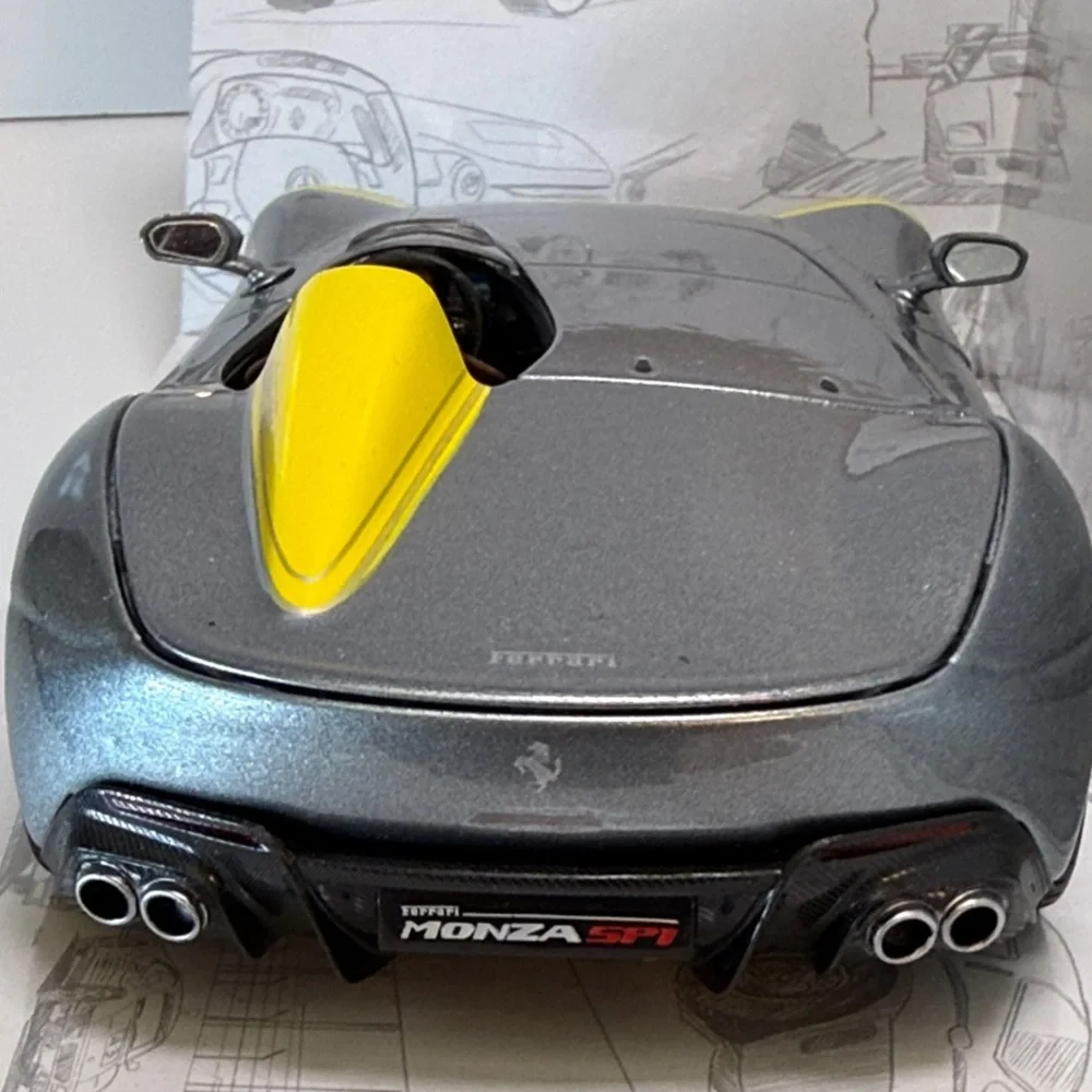 Silver and Yellow Ferrari Monza SP1 Toy Car